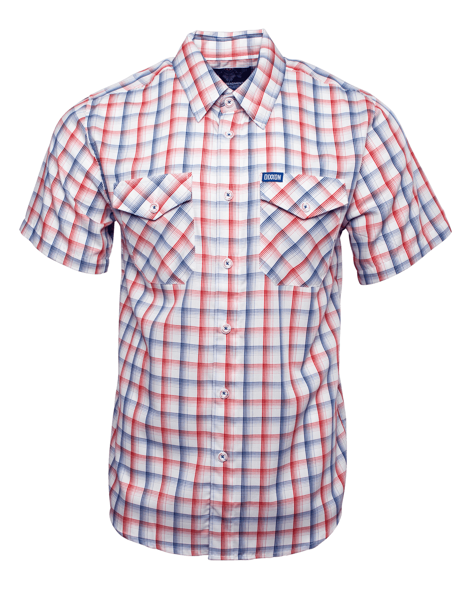 Dixxon Company Men's hotsell Small The Guero Red Stretch Short Sleeve Button Front Shirt