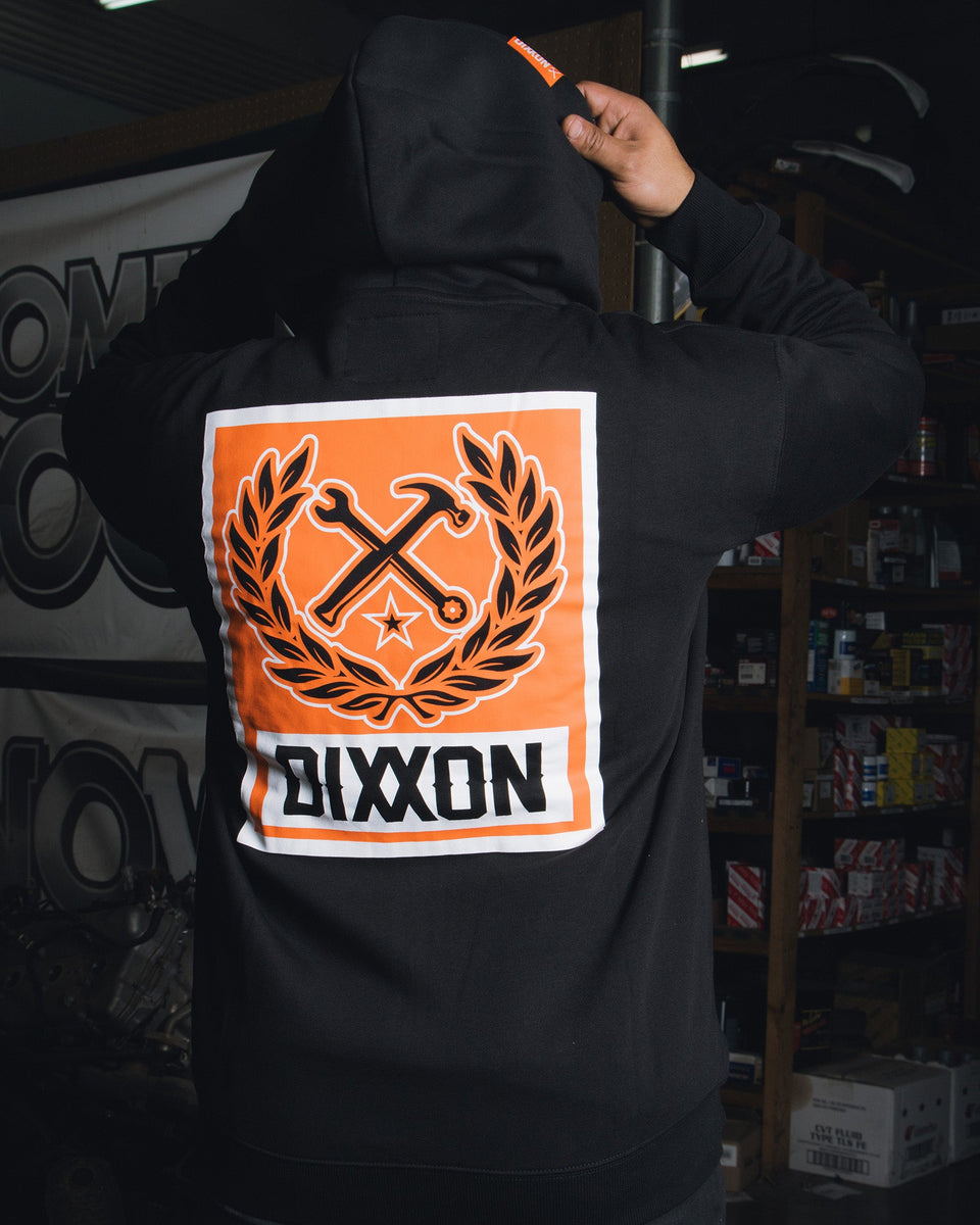 Mens Orange Box Crest Zip Up Hoodie Black Dixxon Flannel Co