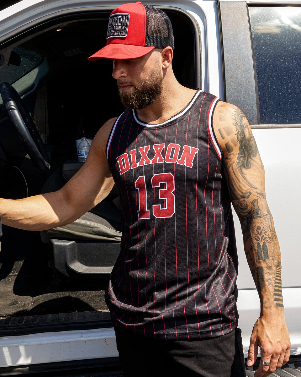 Men's Pinstripe Jersey - Black, Red, & White | Dixxon Flannel Co. XS