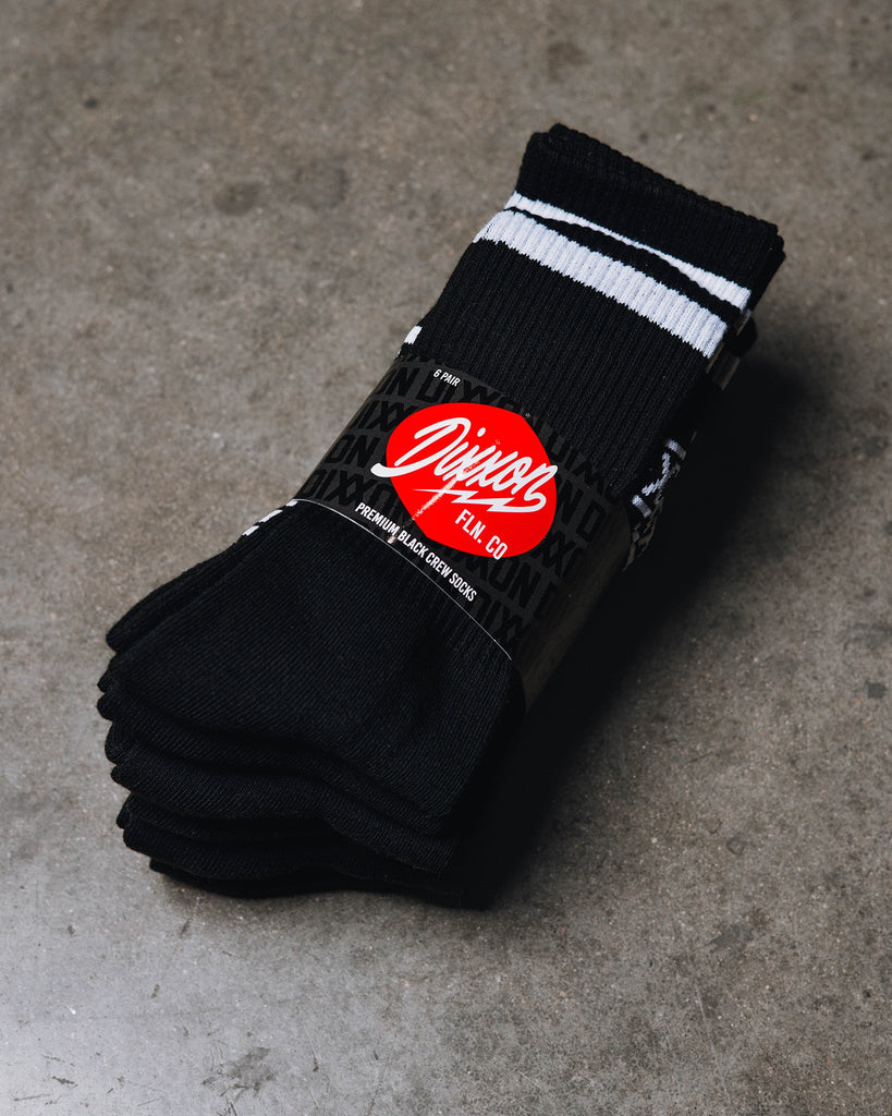 6pk Premium Crew Socks - Black - Dixxon Flannel Co.