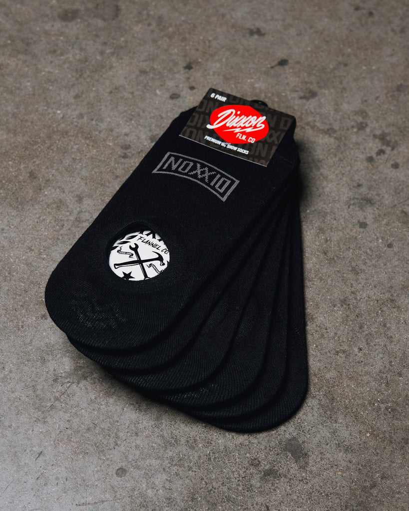 6pk Premium No Show Socks - Black - Dixxon Flannel Co.