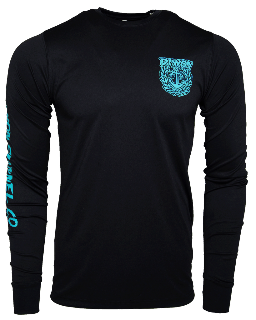 Aqua Salty Crest UV Long Sleeve T-Shirt - Black - Dixxon Flannel Co.