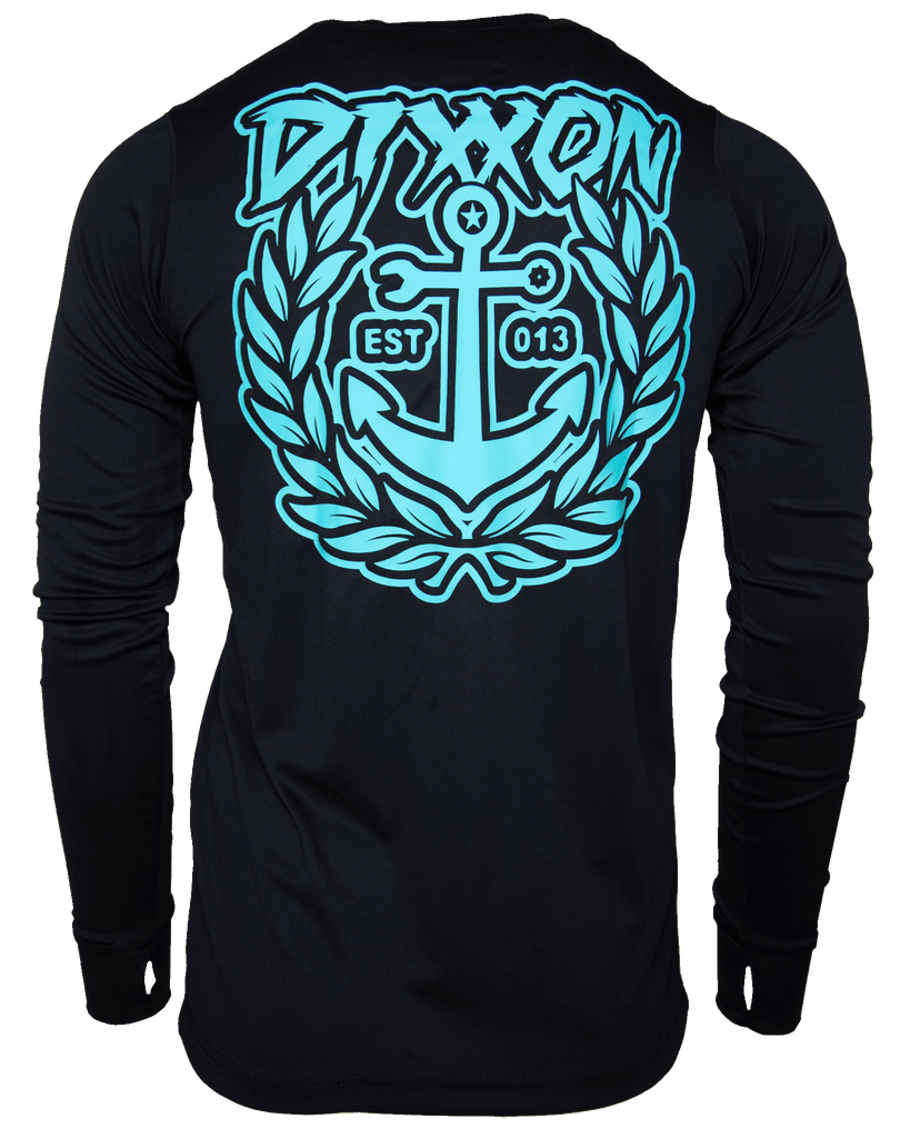 Aqua Salty Crest UV Long Sleeve T-Shirt - Black - Dixxon Flannel Co.