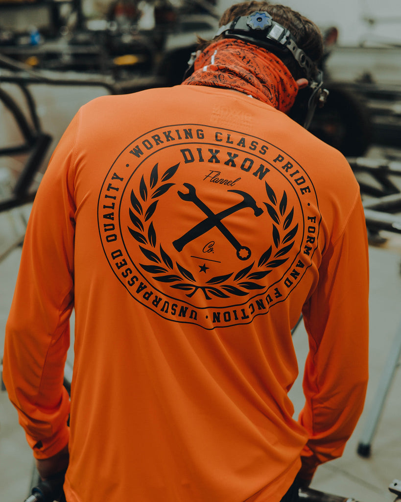 Black Crested UV Long Sleeve T-Shirt - Safety Orange - Dixxon Flannel Co.