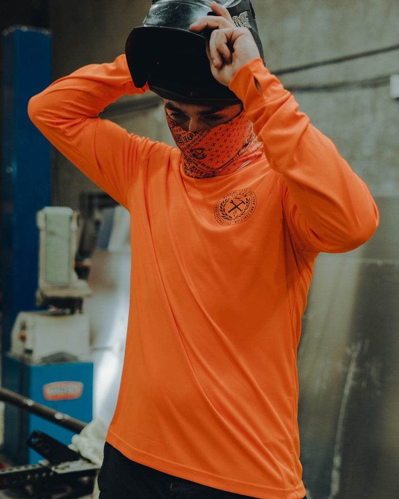 Black Crested UV Long Sleeve T-Shirt - Safety Orange - Dixxon Flannel Co.