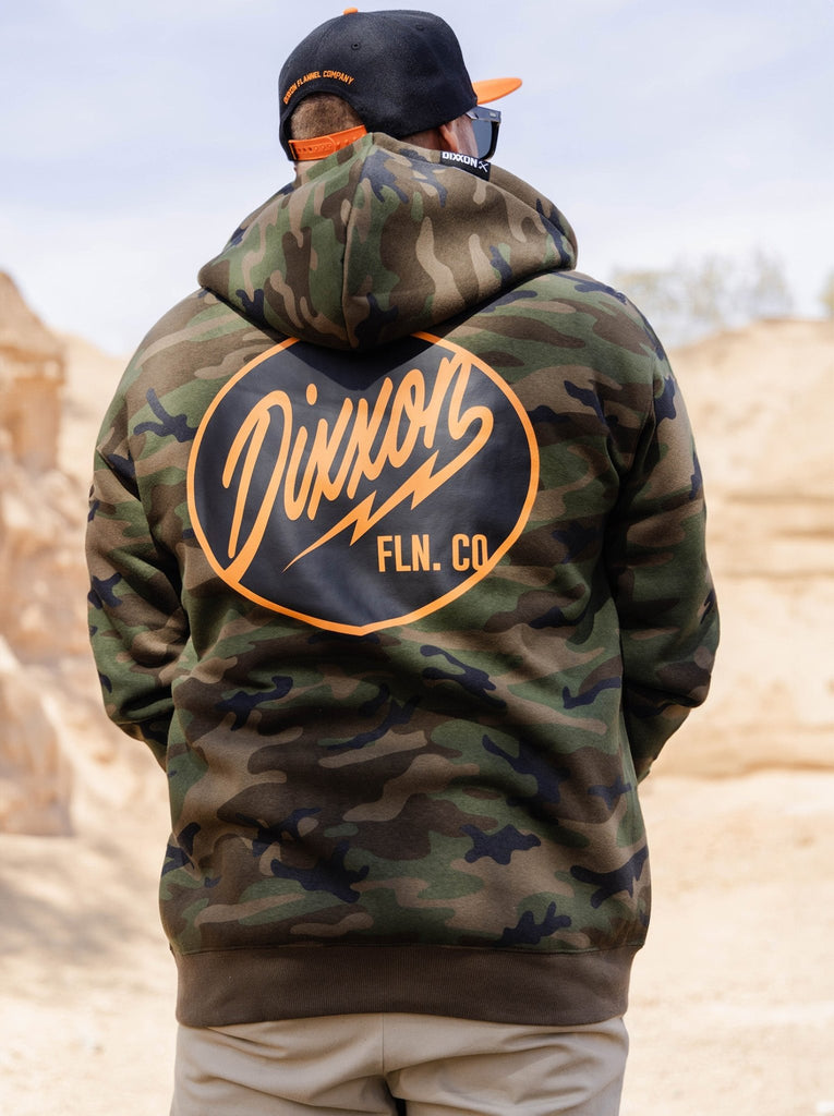 Black & Orange Esso Zip Up Hoodie - Camo - Dixxon Flannel Co.