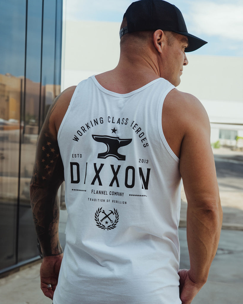 Black Tradition Badge Tank - White - Dixxon Flannel Co.