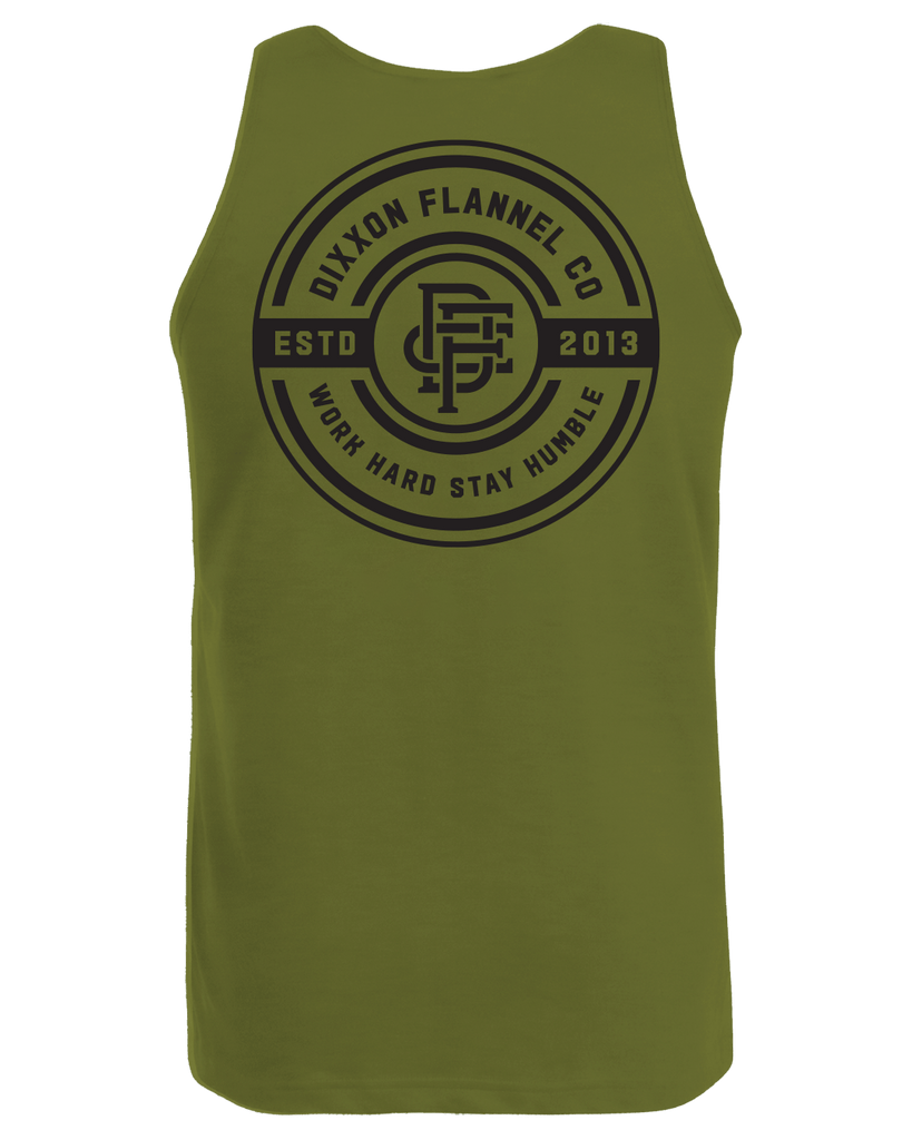 Black Work Hard Badge Tank - O.D. Green - Dixxon Flannel Co.