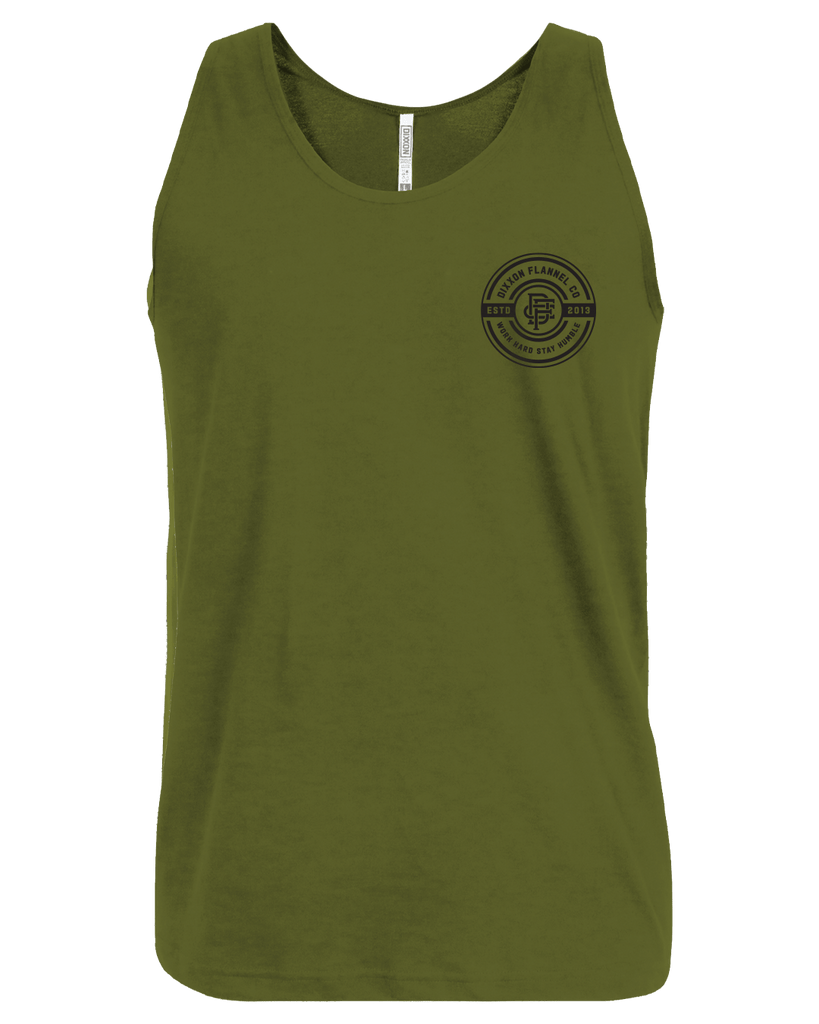 Black Work Hard Badge Tank - O.D. Green - Dixxon Flannel Co.