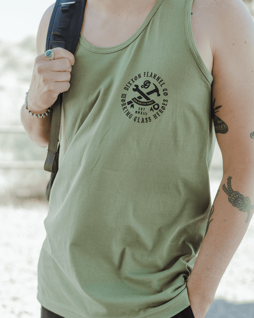 Black Working Class Badge Tank - O.D. Green - Dixxon Flannel Co.