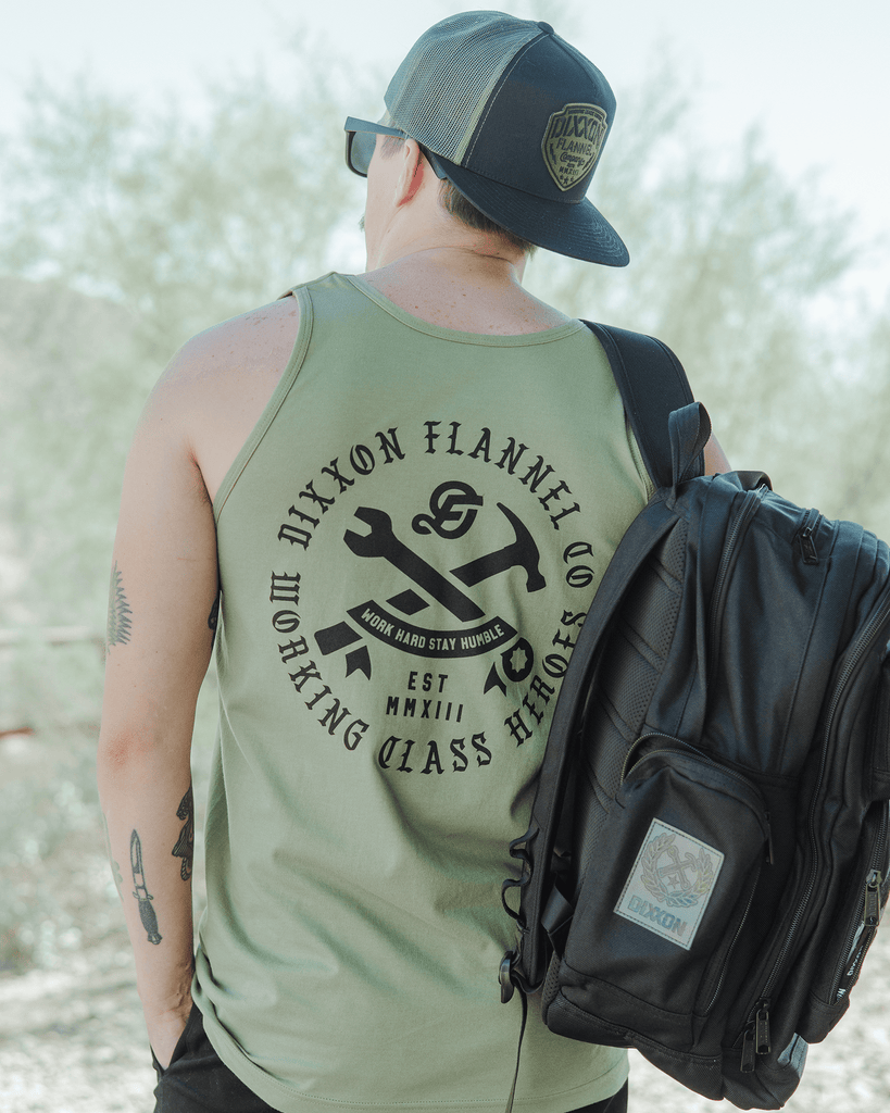 Black Working Class Badge Tank - O.D. Green - Dixxon Flannel Co.