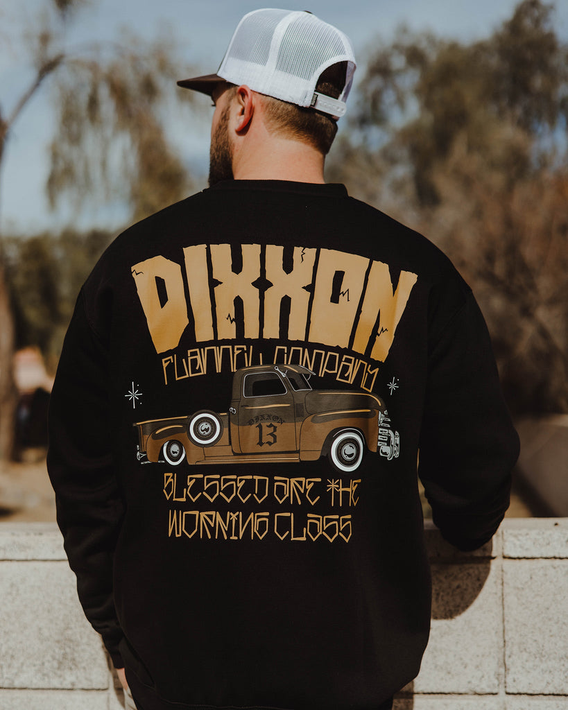 Blessed Are The Working Class Crewneck Sweatshirt - Black - Dixxon Flannel Co.