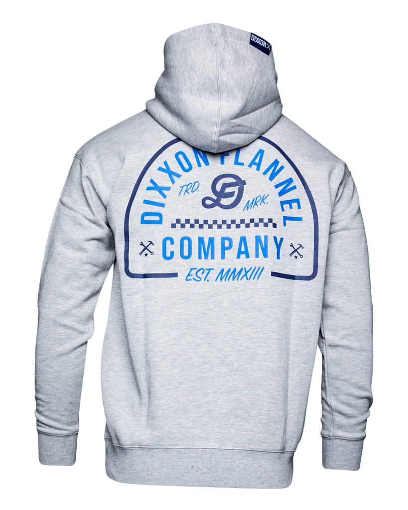 Blue Branded Pullover Hoodie - Heather Gray - Dixxon Flannel Co.