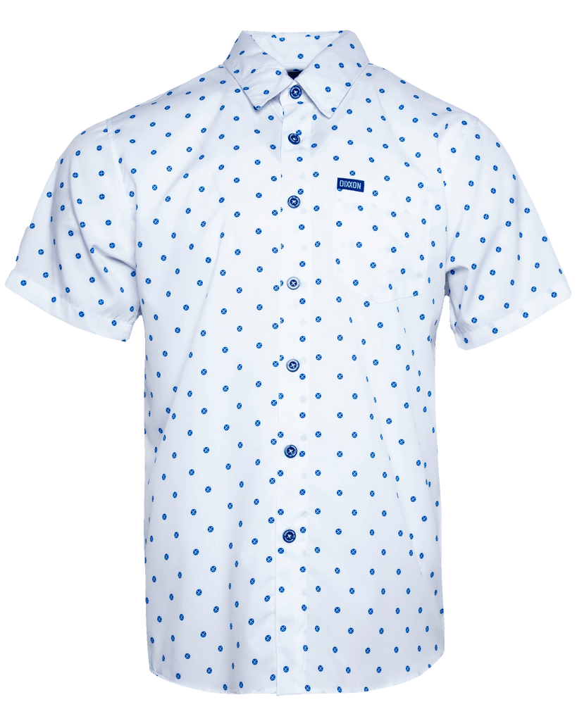 Blue Polkacide Short Sleeve - White - Dixxon Flannel Co.