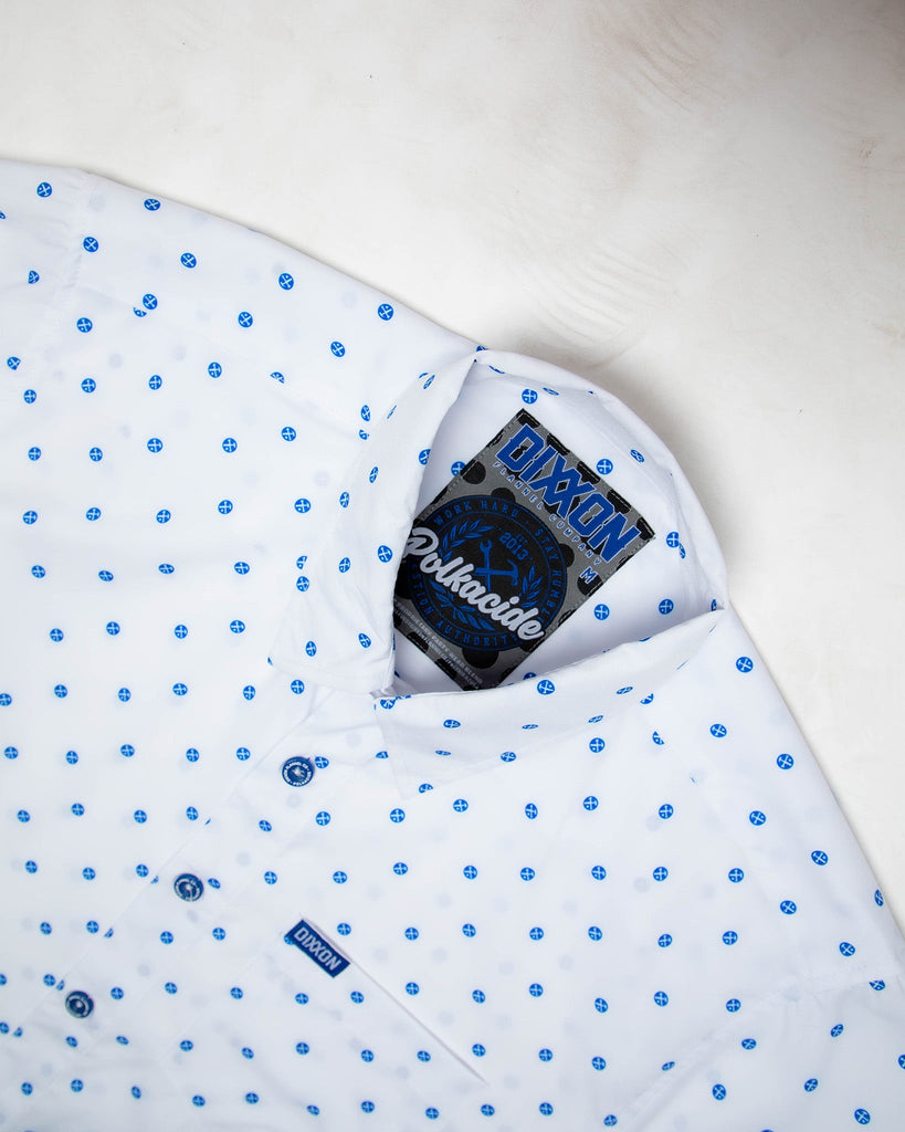 Blue Polkacide Short Sleeve - White - Dixxon Flannel Co.