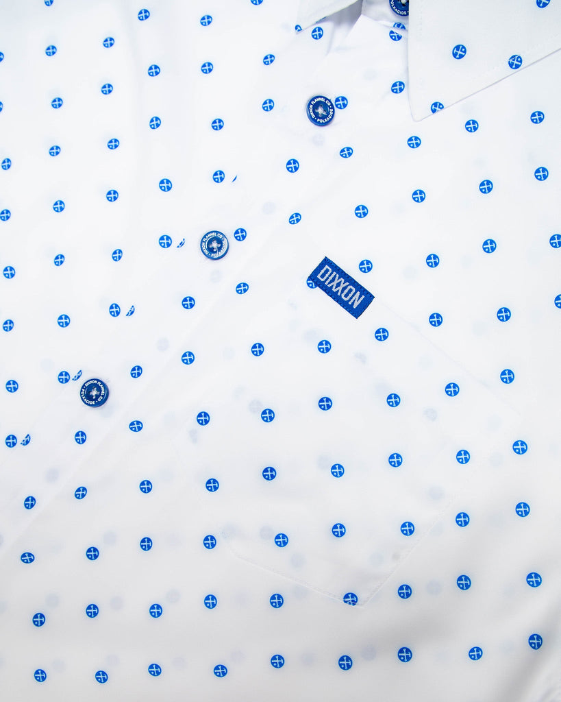 Blue Polkacide Short Sleeve - White - Dixxon Flannel Co.