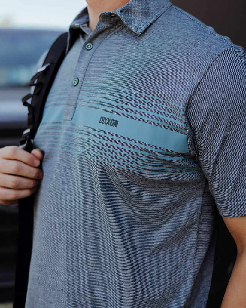 Blue Stripe Premium Polo - Heathered Teal - Dixxon Flannel Co.