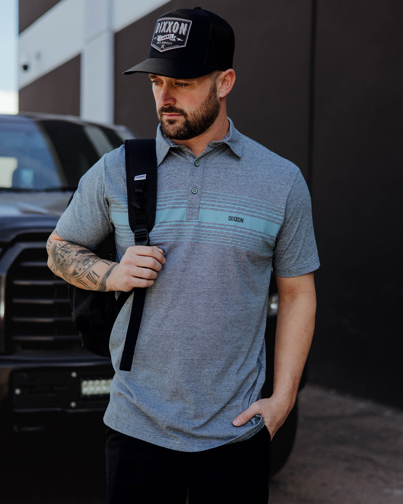 Blue Stripe Premium Polo - Heathered Teal - Dixxon Flannel Co.