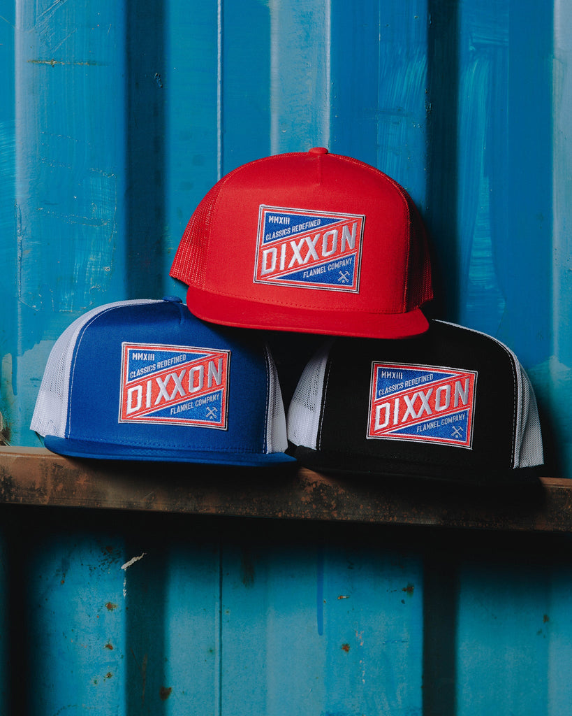 Classics Redefined Flat Bill Trucker Snapback - Red, White, & Blue - Dixxon Flannel Co.