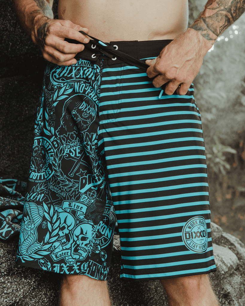 Cross Fade Boardshorts - Aqua & Black - Dixxon Flannel Co.