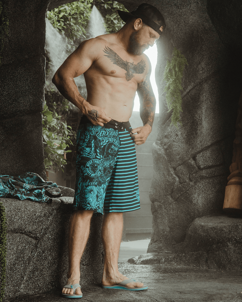 Cross Fade Boardshorts - Aqua & Black - Dixxon Flannel Co.