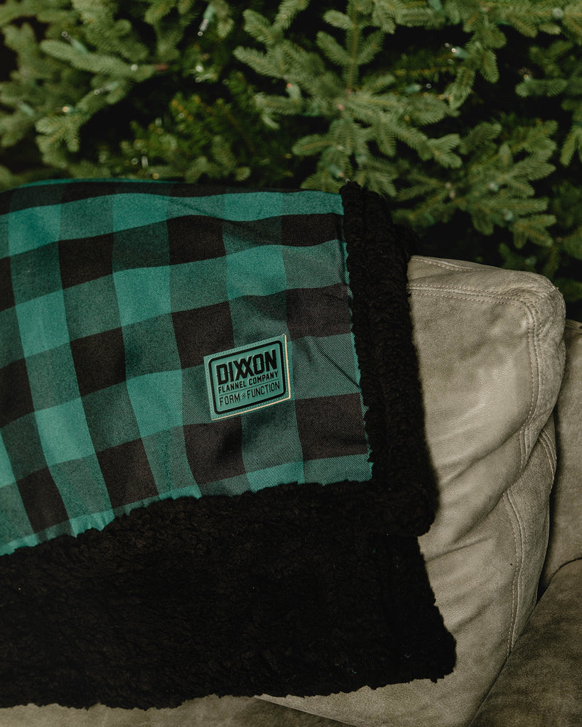 Evergreen Flannel Sherpa Blanket - Dixxon Flannel Co.