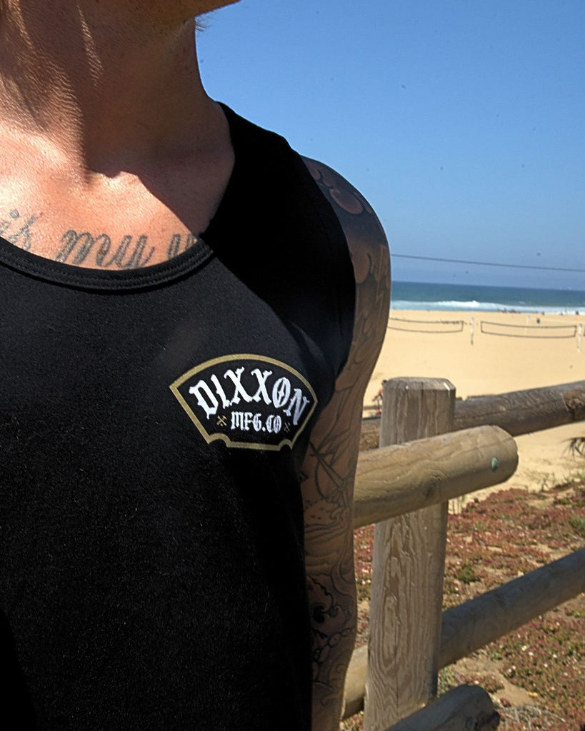 Gold/White Salty Patch Tank - Black - Dixxon Flannel Co.