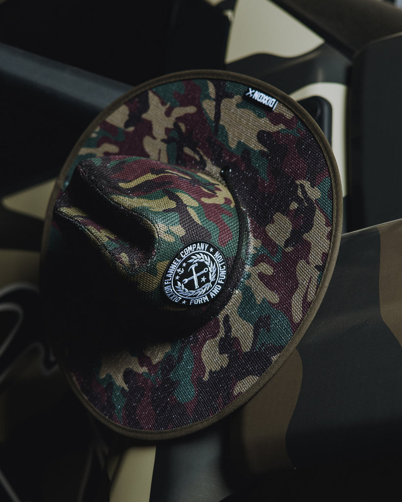 Green Camo Straw Sun Hat - Black & Gray - Dixxon Flannel Co.