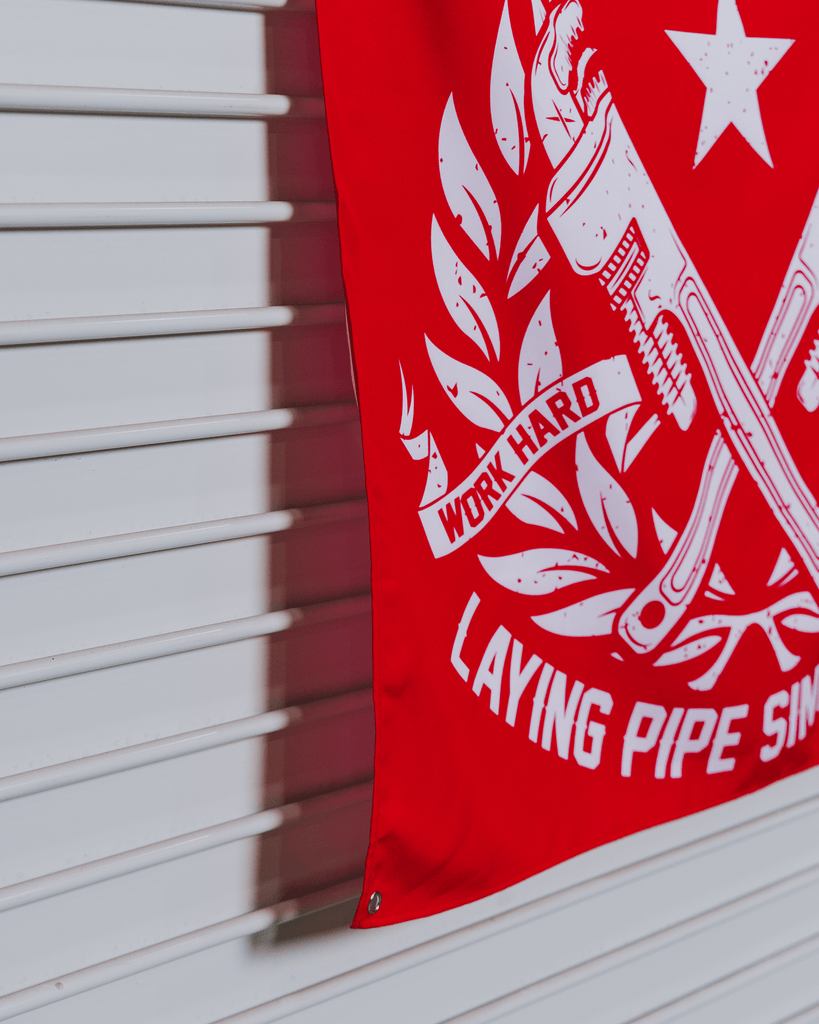 Laying Pipe Garage Banner - 36" x 36" - Dixxon Flannel Co.