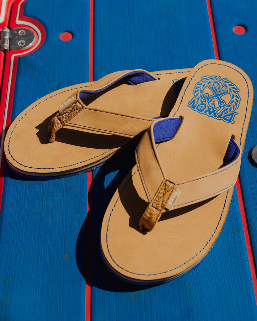 Leather Sandals - Tan & Blue - Dixxon Flannel Co.