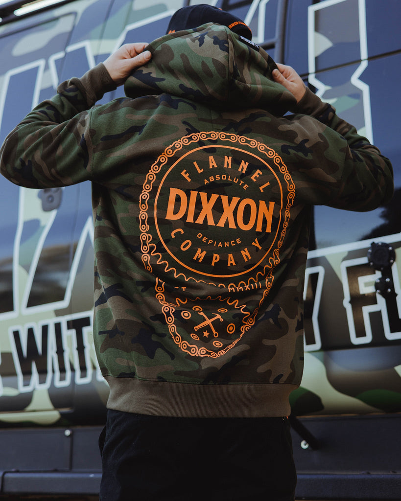 Orange Chain Driven Zip Up Hoodie - Camo - Dixxon Flannel Co.