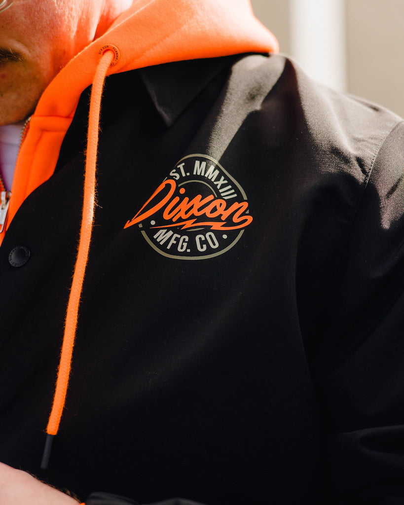 Orange & Gold MFG Badge Coaches Jacket - Black - Dixxon Flannel Co.