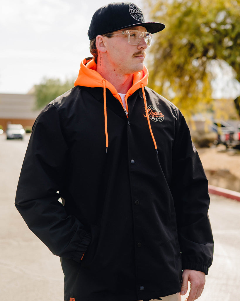 Orange & Gold MFG Badge Coaches Jacket - Black - Dixxon Flannel Co.