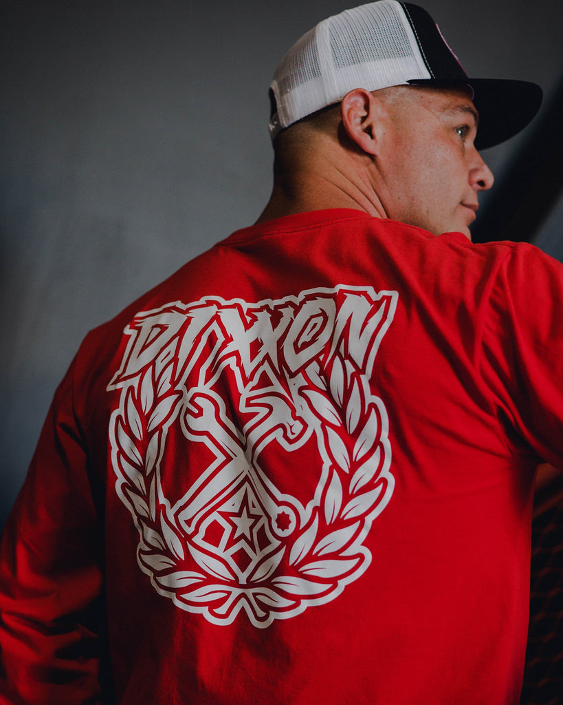 Party Crest Long Sleeve T-Shirt - Red - Dixxon Flannel Co.