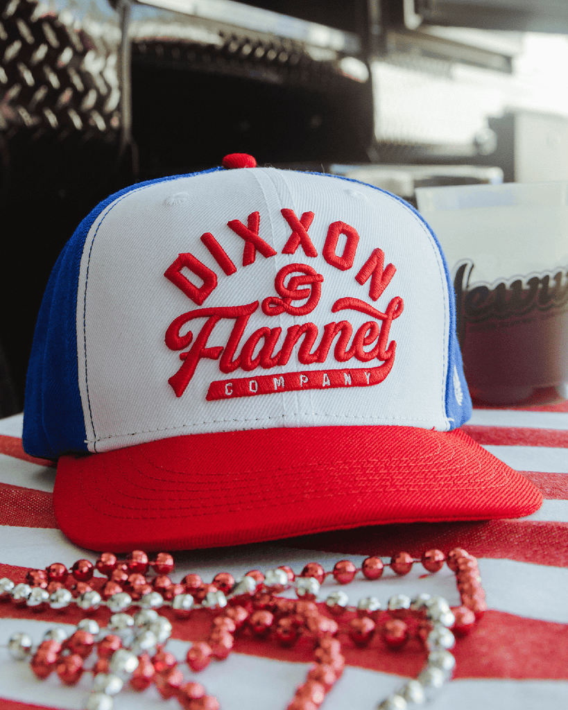 Pastime Flat Bill Snapback - Red, White, & Blue - Dixxon Flannel Co.