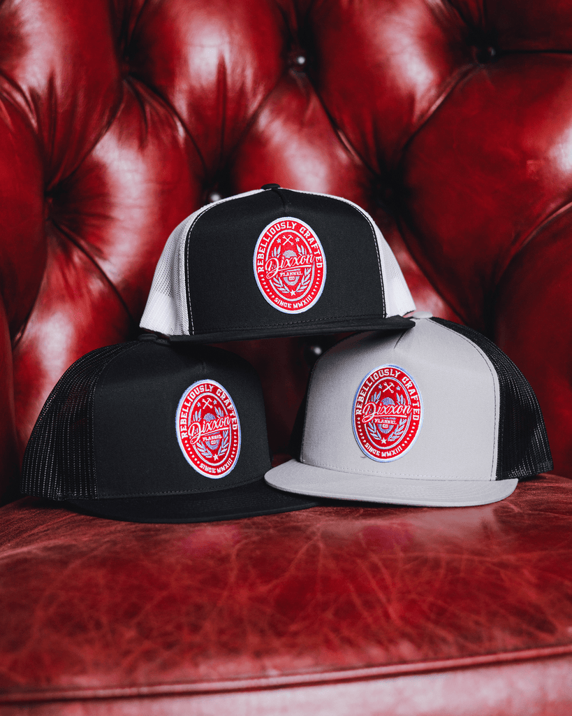 Rebelliously Crafted Flat Bill Trucker Snapback - Red - Dixxon Flannel Co.