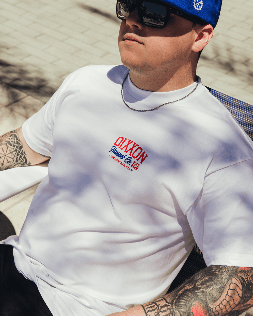 Red & Blue So Low T-Shirt - White - Dixxon Flannel Co.