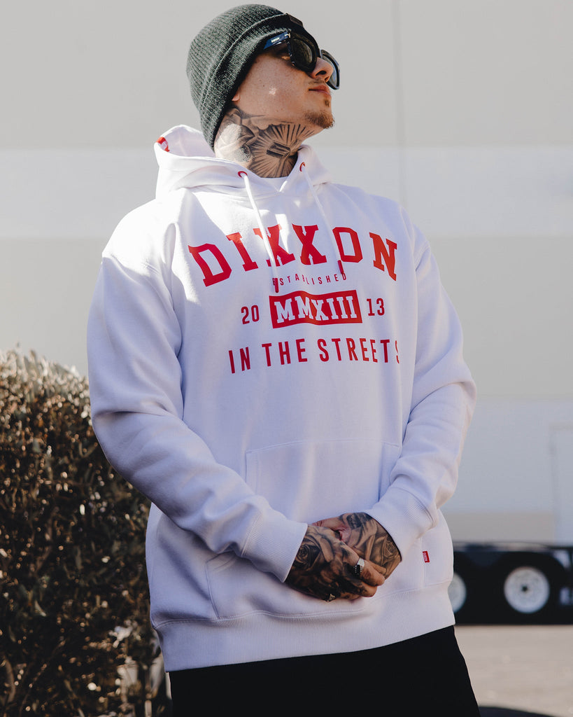 Red In The Streets Pullover Hoodie - White - Dixxon Flannel Co.