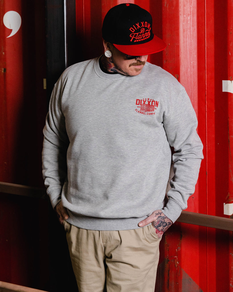 Red Shop Crewneck Sweatshirt - Heather Gray - Dixxon Flannel Co.