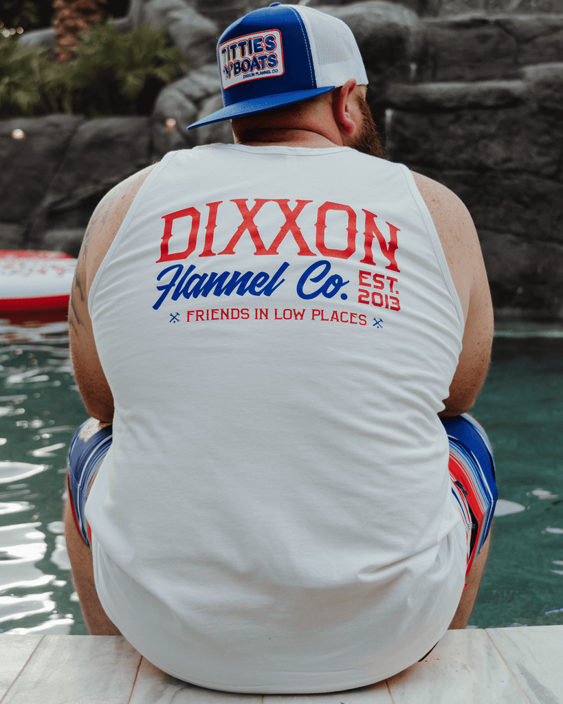 Red, White, & Blue Friends in Low Places Tank - White - Dixxon Flannel Co.