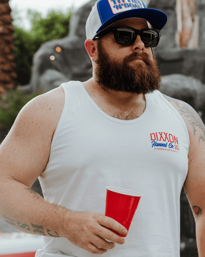 Red, White, & Blue Friends in Low Places Tank - White - Dixxon Flannel Co.