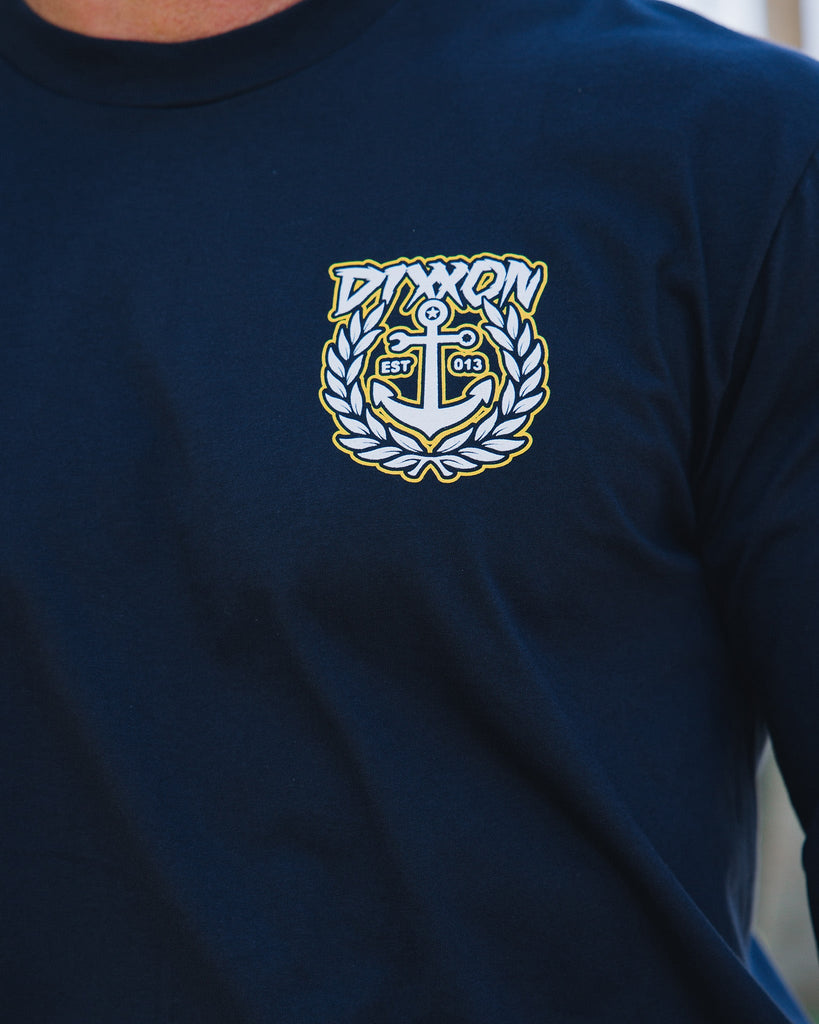 Salty Crest Long Sleeve T - Shirt - Navy - Dixxon Flannel Co.