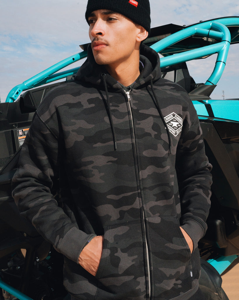 White Forged Zip Up Hoodie - Black Camo - Dixxon Flannel Co.