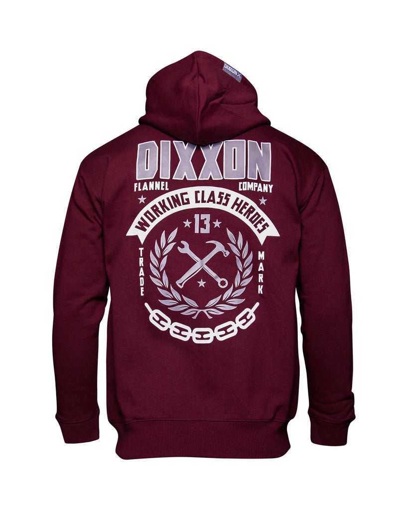 White & Gray Weld Zip Up Hoodie - Maroon - Dixxon Flannel Co.