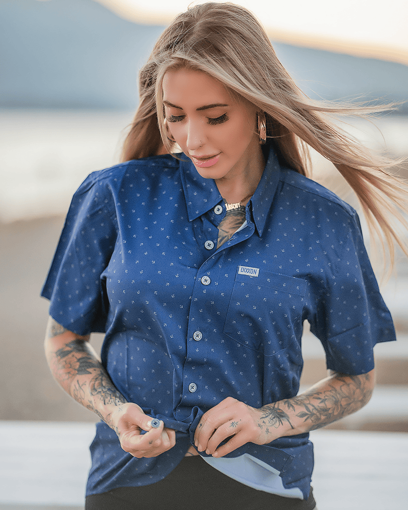 Women's Avery Short Sleeve - Blue & Gray - Dixxon Flannel Co.