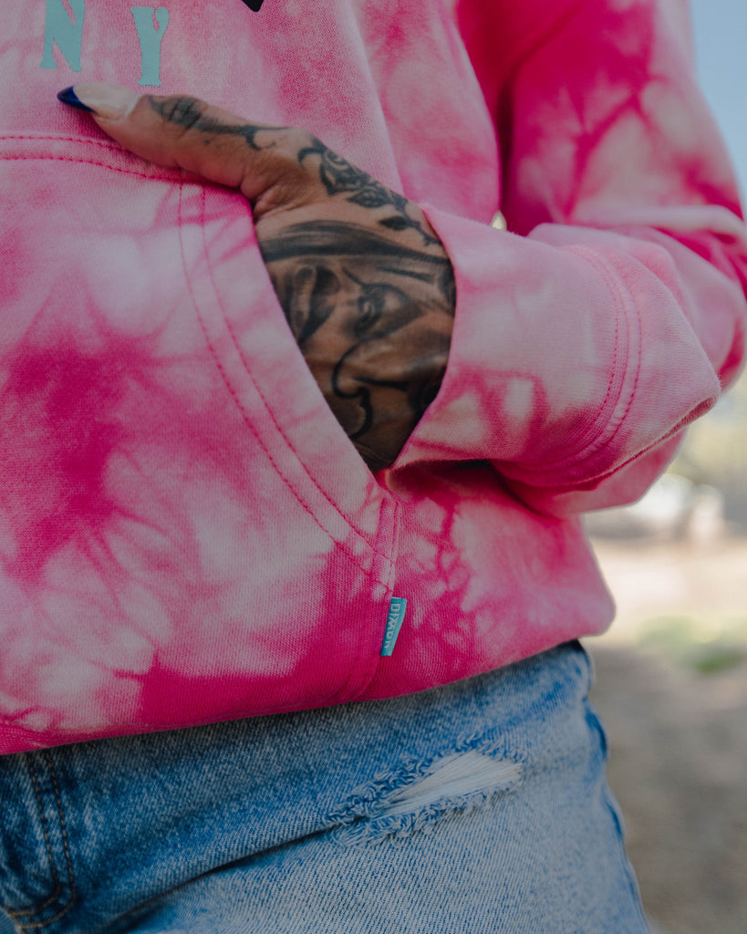 Women's Black & Tiffany Rose Tie Dye Pullover - Pink - Dixxon Flannel Co.