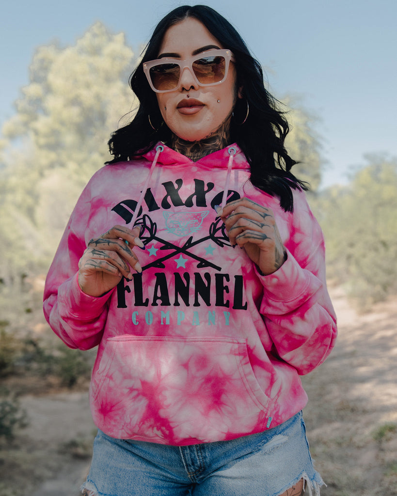 Women's Black & Tiffany Rose Tie Dye Pullover - Pink - Dixxon Flannel Co.