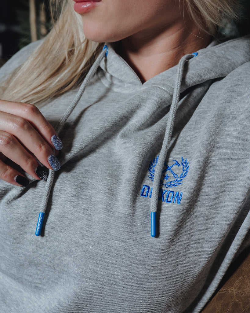 Women's Blue Crest Lightweight Pullover Hoodie - Heather Gray - Dixxon Flannel Co.