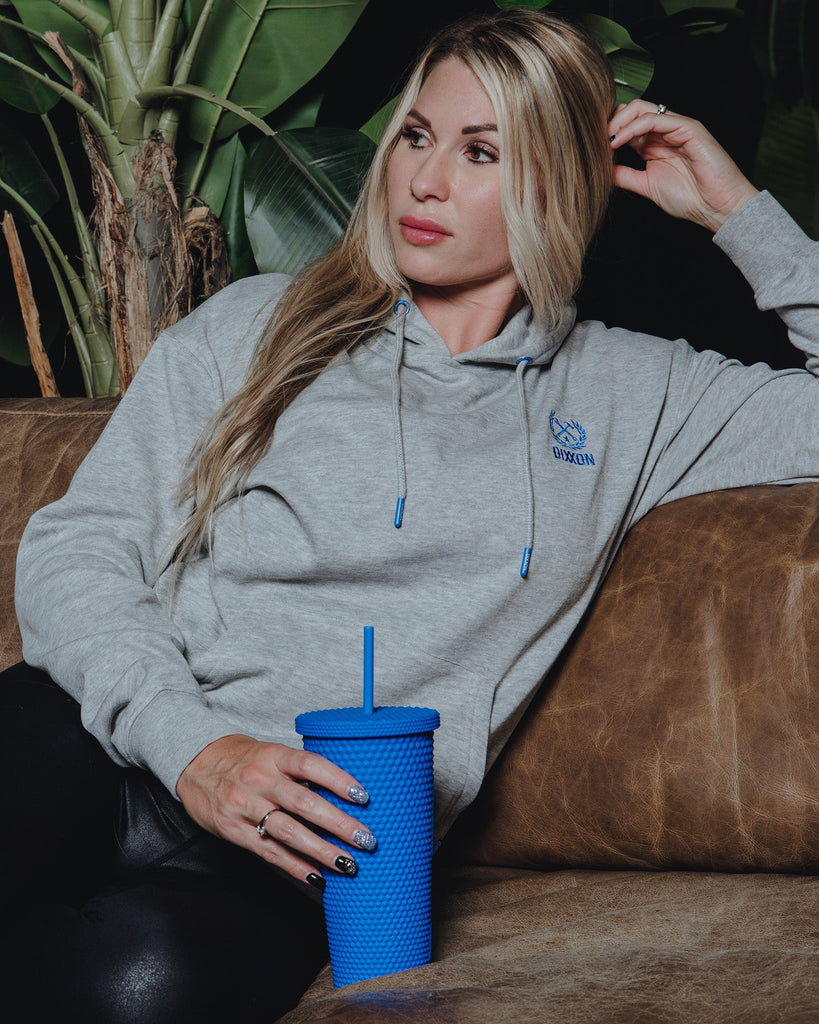 Women's Blue Crest Lightweight Pullover Hoodie - Heather Gray - Dixxon Flannel Co.