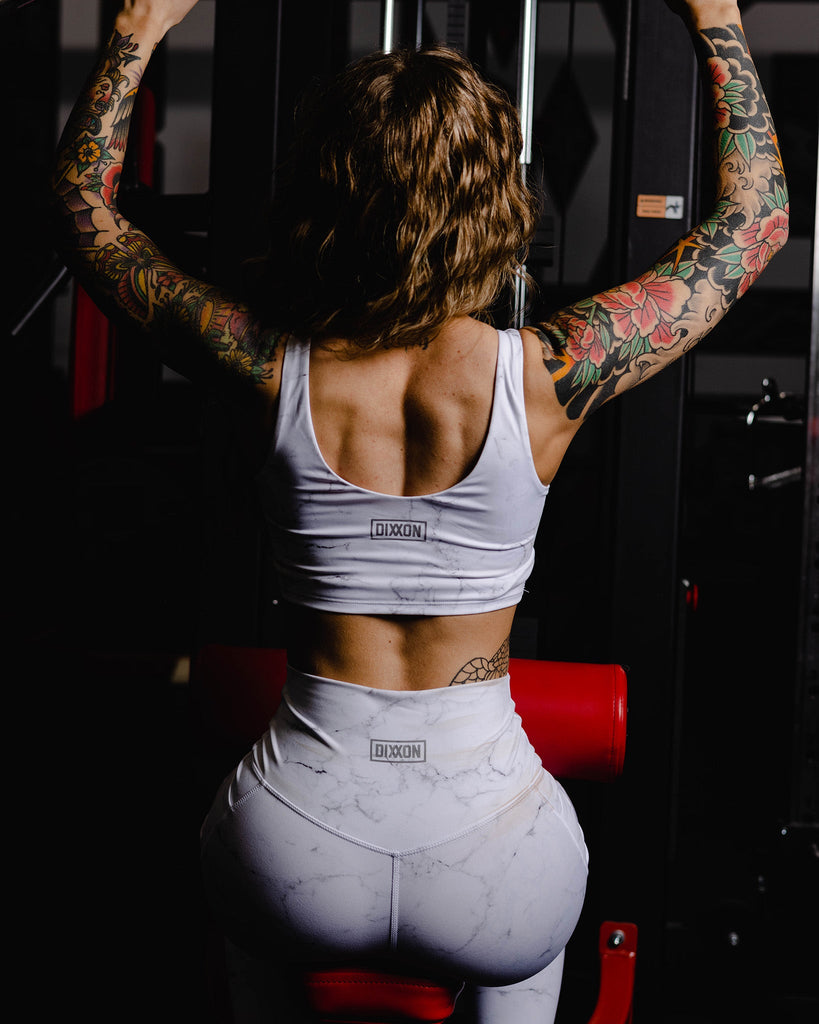 Women's Classic Sports Bra - White Marble - Dixxon Flannel Co.